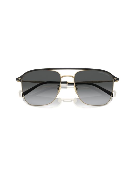 Giorgio Armani Black Ar6154 3013T3 Sunglasses Steel Squared Polarized Shaded for men