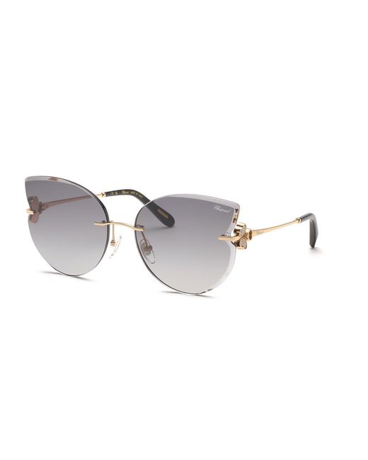 Chopard Black Schl90S 300F Sunglasses Metal Smoke Butterfly Anti-Glare Shaded