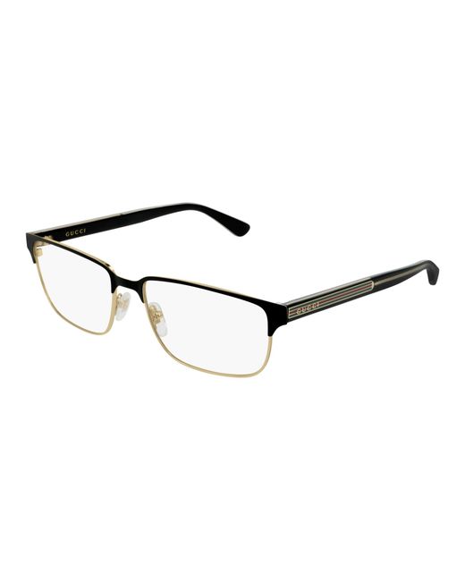 Gucci Black Gg0383O 004 Optical Frames Metal Squared for men