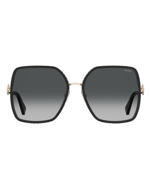 Moschino Black Mos096/S 807/9O Sunglasses Metal Squared Shaded