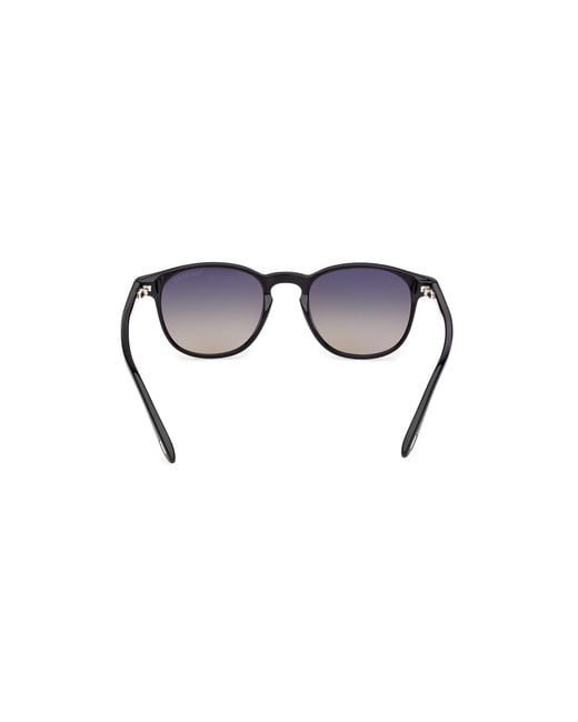 Tom Ford Black Ft1302 Holt-02 01B Sunglasses Acetate Smoke Round Normal for men