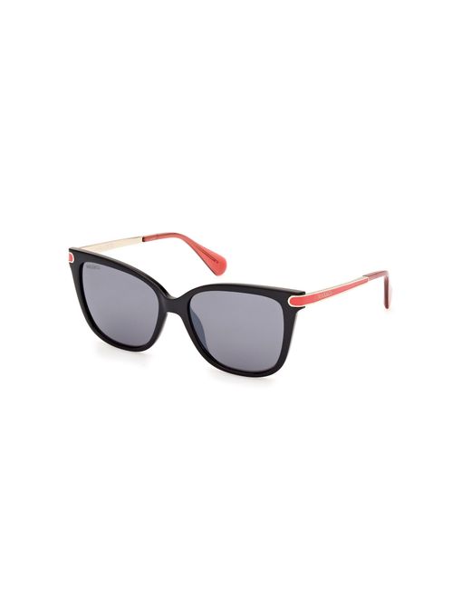 MAX&Co. Black Mo0100 01C Sunglasses Injected Smoke Round Normal