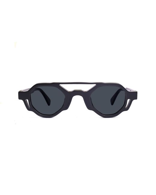 Xlab Blue Paxi Sunglasses Acetate Smoke Geometric Polarized