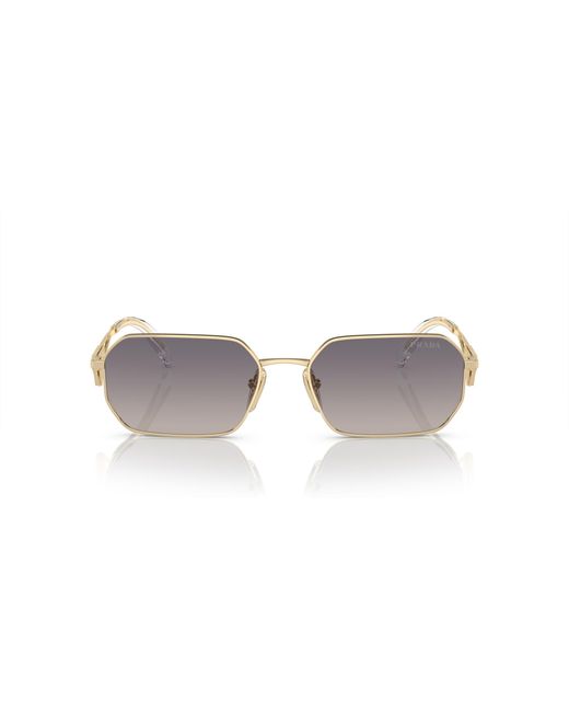 Prada Black Pr A51S Zvn30C Sunglasses Metal Geometric Normal Shaded