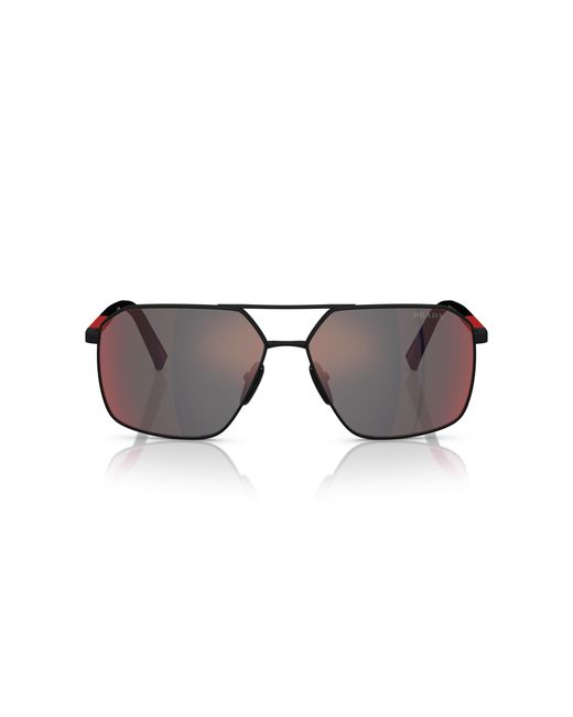 Prada Linea Rossa Black Ps A50S Dg008F Sunglasses Metal Geometric Mirrored for men