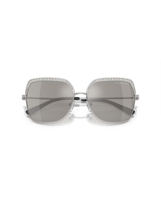 Michael Kors Black Mk1141 Greenpoint 18936G Sunglasses Metal Squared Mirrored