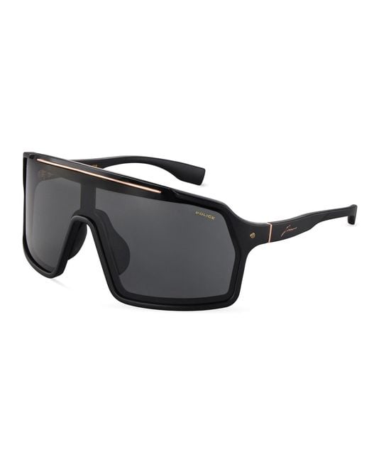 Police Black Splu84 Zac 1 0U28 Sunglasses Injected Smoke Mask Normal for men