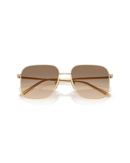 Prada Black Pr C54Sd Zvn50T Sunglasses Metal Squared Normal Shaded