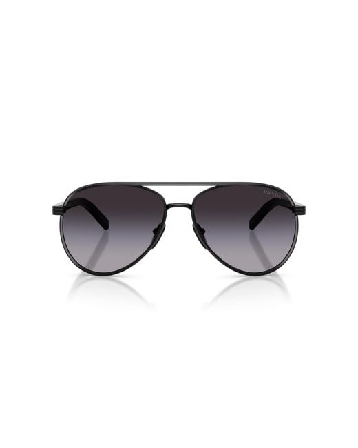 Prada Black Pr B57S Aav90A Sunglasses Steel Pilot Normal Shaded