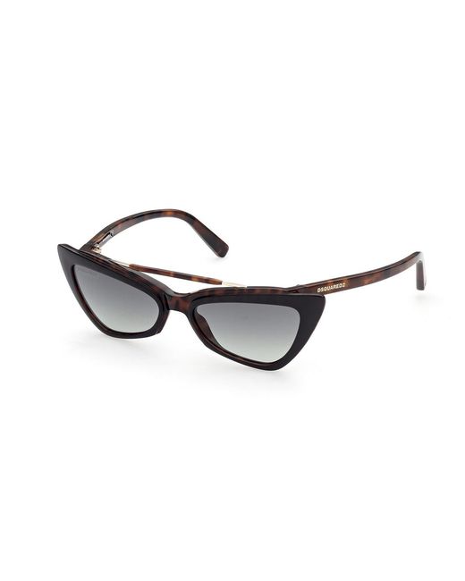 DSquared² Black Dq0370 Delia 56P Outlet Sunglasses Acetate Cat Eye Normal Shaded
