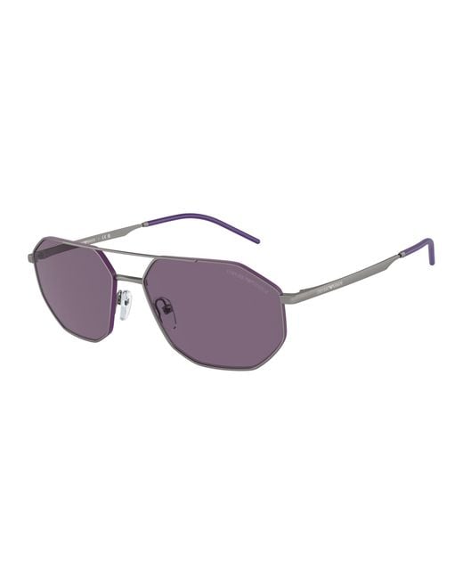 Emporio Armani Black Ea2147 30031A Sunglasses Metal Geometric Normal for men