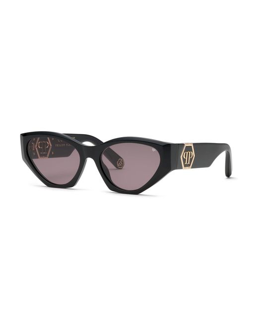 Philipp Plein Black Spp161 Plein Capture 700 Sunglasses Acetate Cat Eye Normal