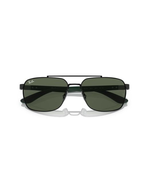 Ray-Ban Black Rb3701 Sunglasses Matte Green Frame Green Lenses 59-17 for men