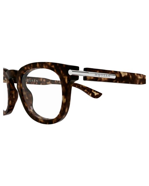 McQueen Black Am0498O 002 Optical Frames Acetate Transparent Round for men