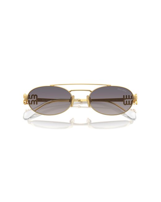 Miu Miu Black Mu 54Zs 5Ak30C Sunglasses Metal Round Mirrored Shaded