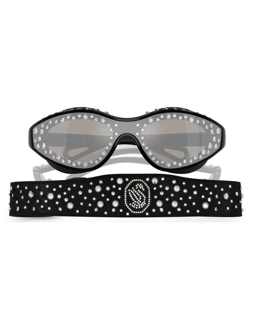 Swarovski Black Sk6024 10016G Sunglasses Injected Geometric Mirrored Mirror