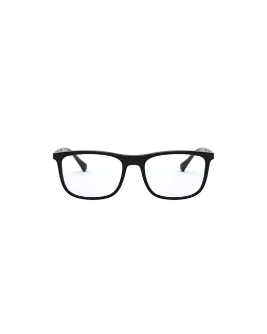 Emporio Armani Black Ea3170 5001 Optical Frames Injected Transparent Squared Normal for men