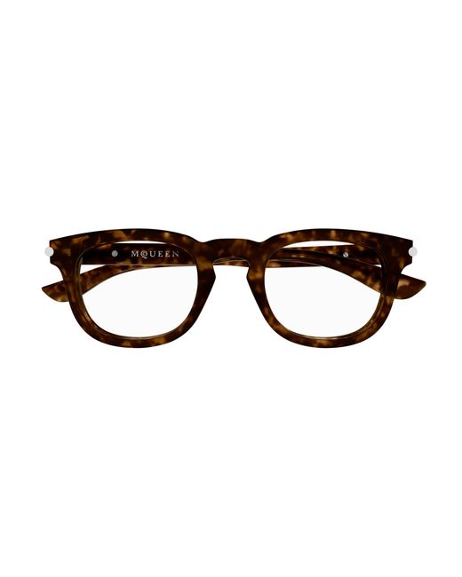 McQueen Black Am0498O 002 Optical Frames Acetate Transparent Round for men