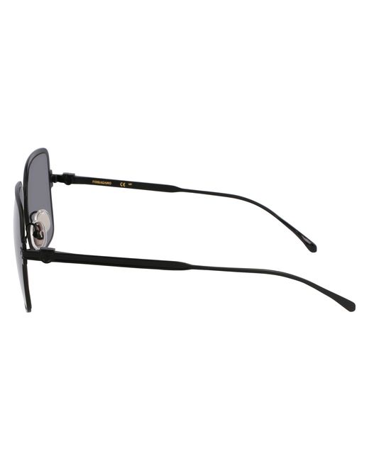 Ferragamo Black Sf317S 002 Sunglasses Metal Squared Normal
