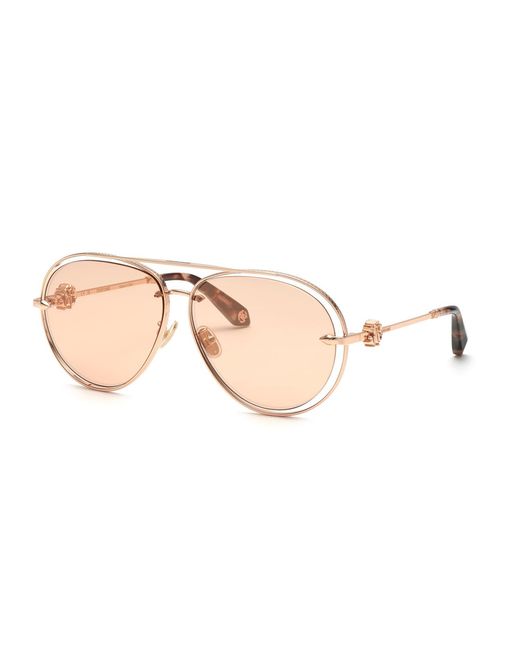 Roberto Cavalli Black Src032M 8Fcg Sunglasses Metal Pilot Mirrored Mirror