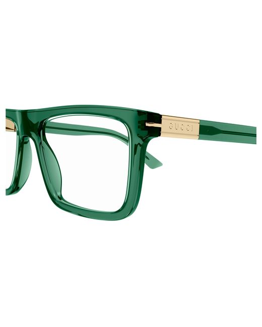 Gucci Green Gg1504O 007 Optical Frames Acetate Transparent Squared for men