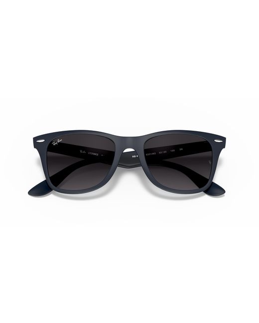 Ray-Ban Black Rb4195 Wayfarer Liteforce Sunglasses, Matte Blue/grey Gradient, 52 Mm