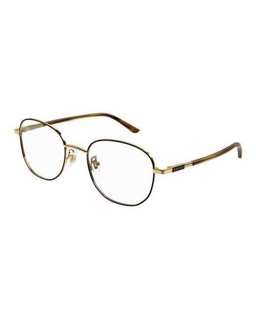 Gucci Black Gg1352O 003 Optical Frames Metal Round for men