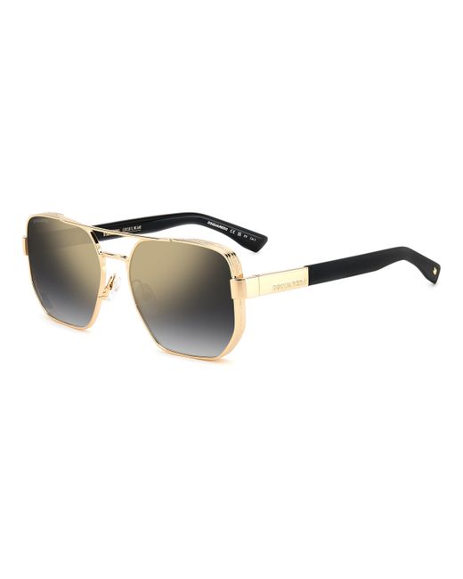 DSquared² Black D2 0083/S Rhl/Fq Sunglasses Metal Squared Mirrored Shaded for men