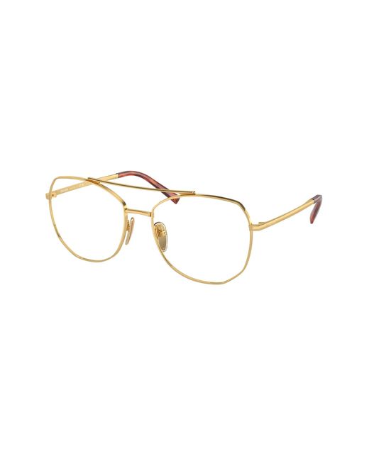 Prada Black Pr A58V 5Ak1O1 Optical Frames Steel Geometric Normal