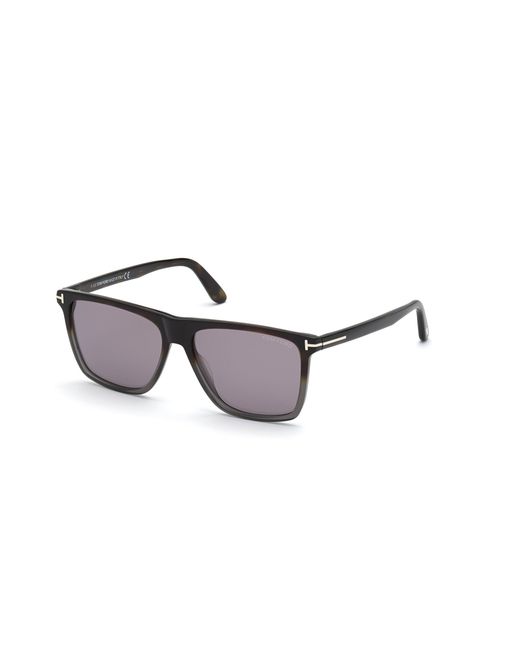 Tom Ford Black Ft0832 Fletcher 55C Sunglasses Acetate Smoke Squared Normal Mirror for men
