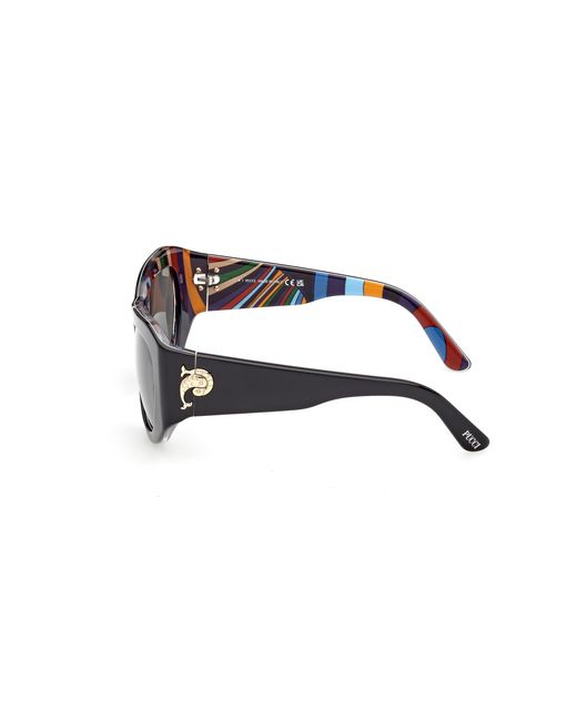 Emilio Pucci Black Ep0241 05A Sunglasses Acetate Smoke Cat Eye Normal