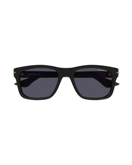 Montblanc Black Mb0263S 001 Sunglasses Acetate Squared for men
