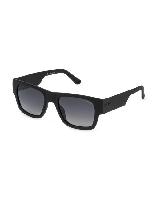 Police Black Splp23 Ocean Maxi 1 U28P Sunglasses Injected Smoke Squared Shaded for men