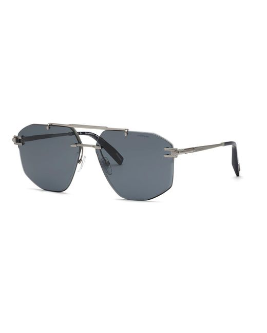 Chopard Black Schl23 509 Sunglasses Metal Smoke Pilot Anti-Glare for men