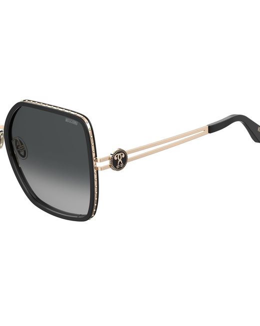 Moschino Black Mos096/S 807/9O Sunglasses Metal Squared Shaded