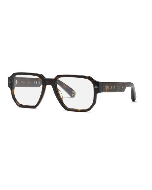 Philipp Plein Black Vpp199V Plein Stud 722 Optical Frames Acetate Geometric for men