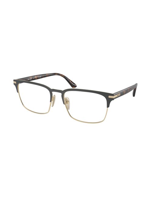 Prada Black Pr 58Zv 01U1O1 Optical Frames Steel Squared Normal for men