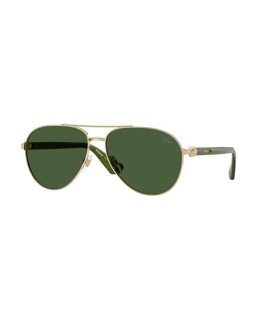 Burberry Green Be3167 110971 Sunglasses Metal Pilot Normal for men