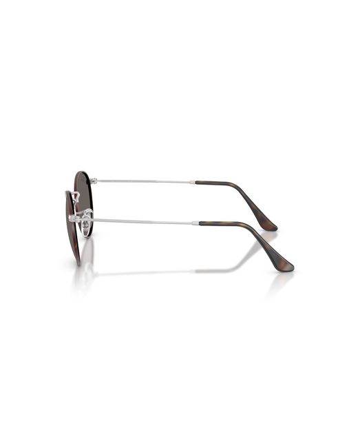 Ray-Ban Black Round Metal Antiqued Sunglasses Antique Gunmetal Frame Grey Lenses 50-21 for men