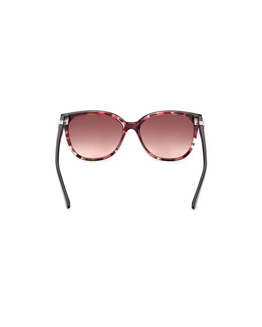 Guess Black Gu7864 55T Sunglasses Injected Bordeaux Round Normal Shaded