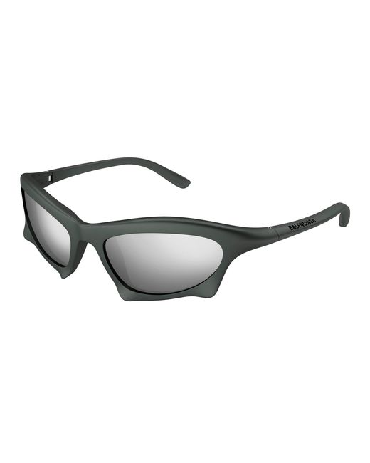 Balenciaga Black Bb0229S 002 Sunglasses Plastic Wraparound Mirrored