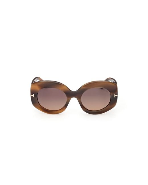 Tom Ford Black Ft1346 Claudette-02 55T Sunglasses Acetate Bordeaux Round Normal