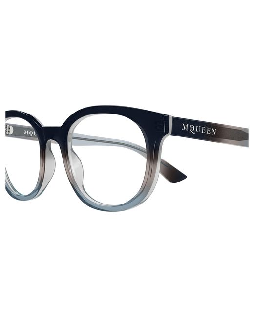 McQueen Black Am0567O 006 Optical Frames Acetate Transparent Round for men