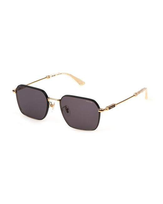 Police Black Spln41 Horizon 10 302 Sunglasses Metal Smoke Geometric Normal for men