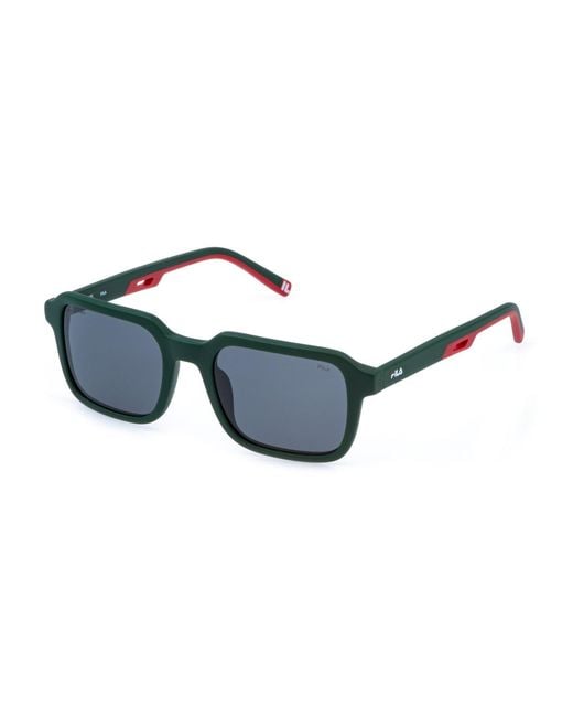 Fila Black Sfib07 7Gdp Sunglasses Acetate Smoke Squared for men