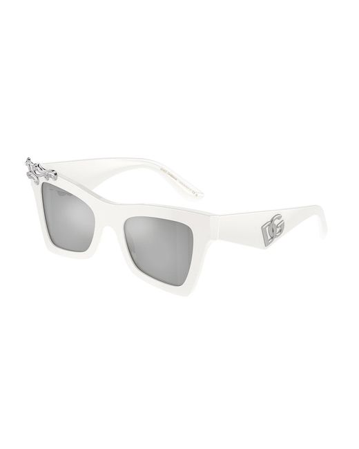 Dolce & Gabbana White Dg4434 33128V Sunglasses Acetate Cat Eye Normal Mirrored