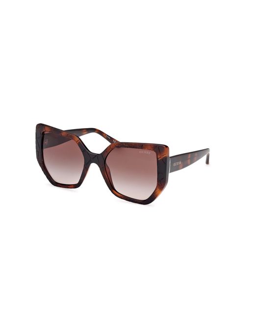 Guess Black Gu00153 52F Sunglasses Injected Marrone Geometric Normal Sfumato