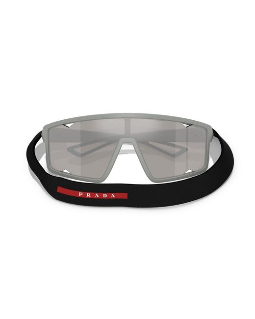 Prada Linea Rossa Black Ps A03S 13Z05A Sunglasses Injected Squared Mirrored for men