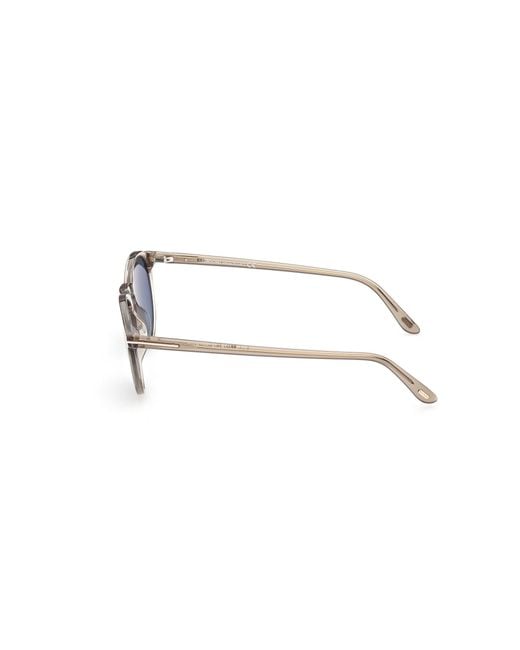 Tom Ford Black Aurele Round-frame Sunglasses Blue Grey for men