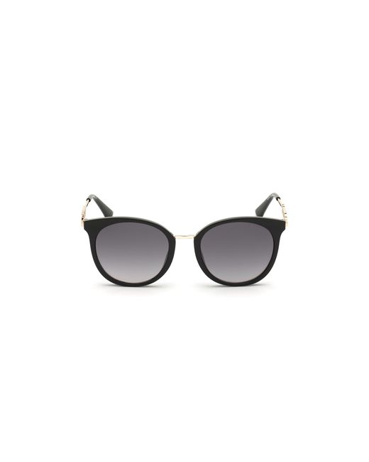Guess Black Gu7645 01B Sunglasses Injected Smoke Round Normal Shaded